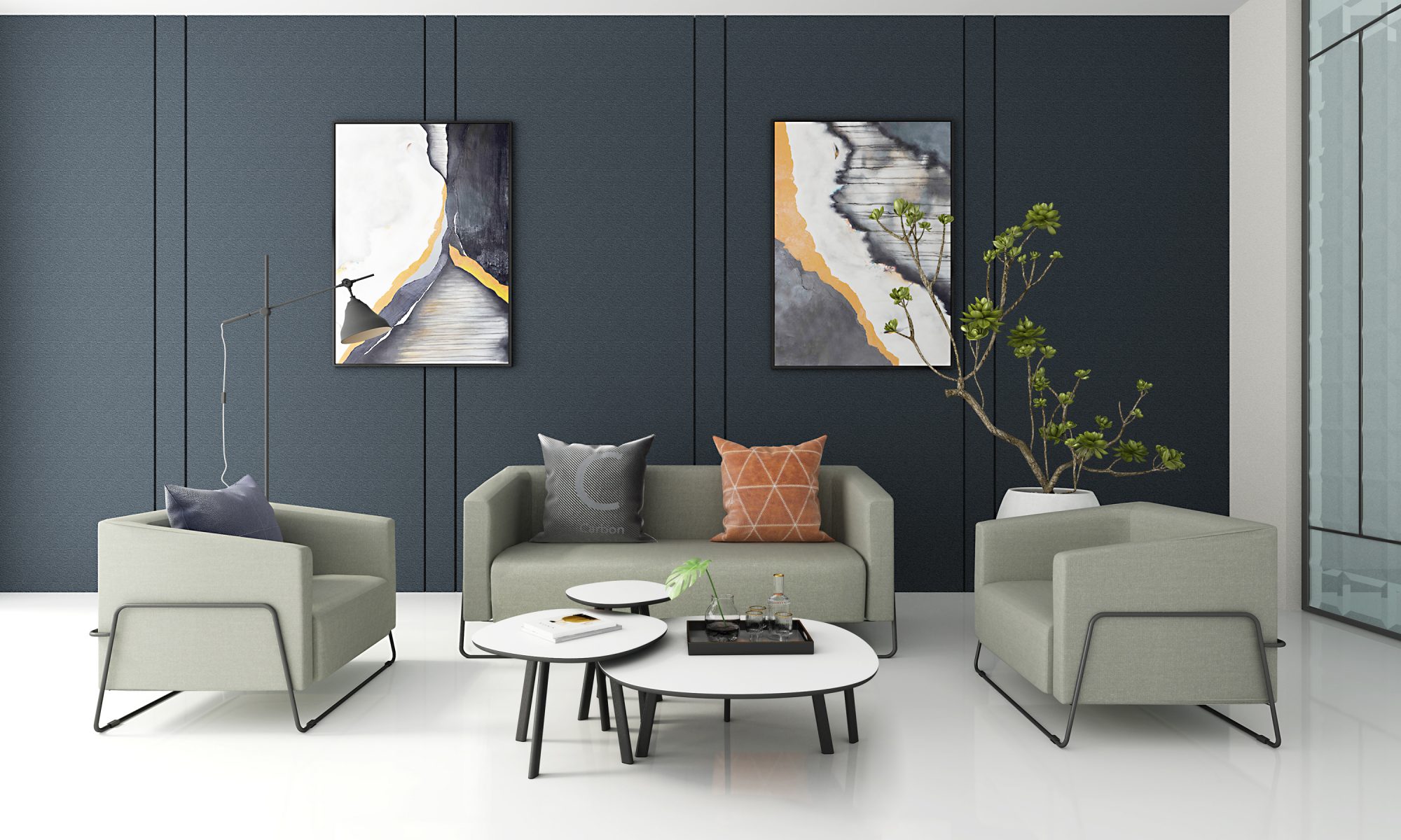 Friant Furniture Soft Seating Hanno Workplace Render - Jest Chair - Jot Lounge