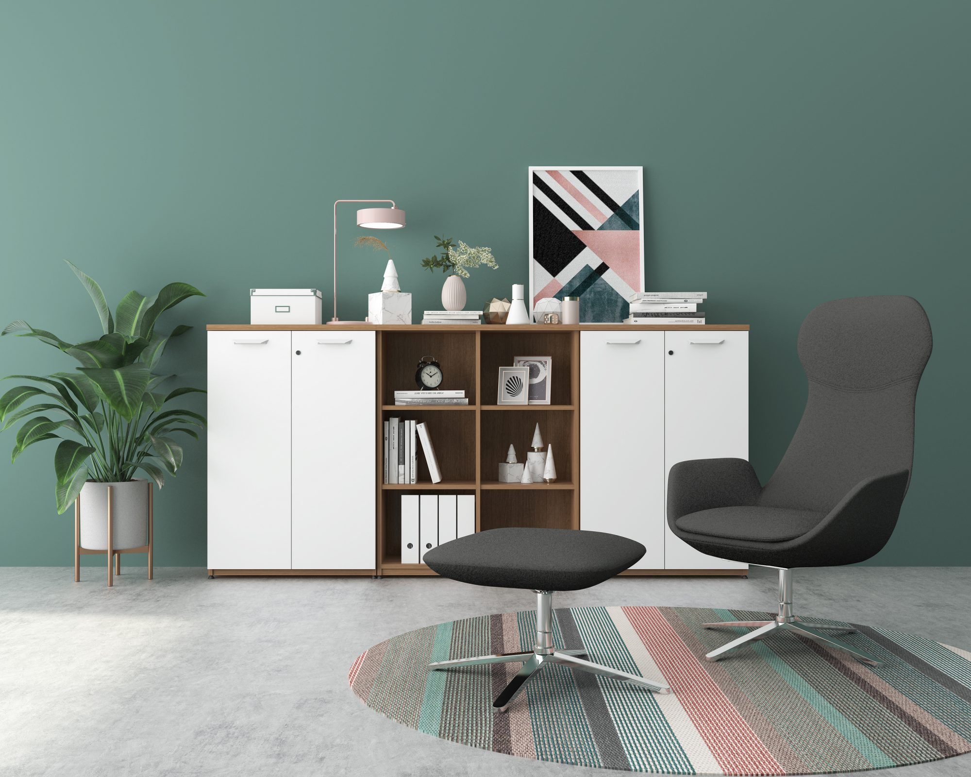 Friant Furniture Soft Seating Nik Workplace Render - Lounge Chair & Ottoman